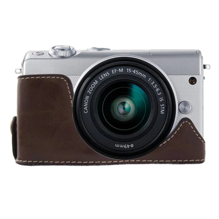 Đế nửa ốp máy ảnh bằng da PU ren 1/4 inch cho Canon EOS M100, dành cho Canon EOS M100