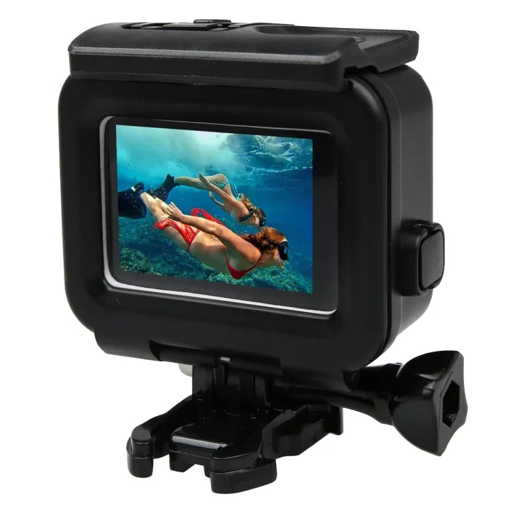 Bộ 2 trong 1 cho GoPro HERO5 gồm nắp lưng màn hình cảm ứng + vỏ bảo vệ chống nước 45m (Không cần tháo ống kính khi lắp) kèm khóa gắn cơ bản & vít dẫn, Không cần tháo ống kính