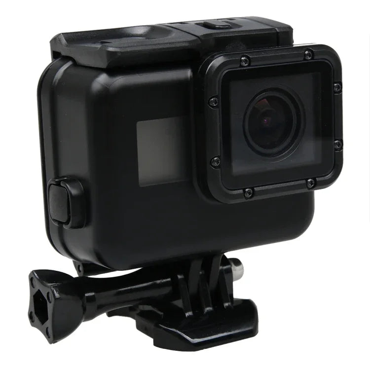 Bộ 2 trong 1 cho GoPro HERO6 /5 gồm nắp lưng màn hình cảm ứng + vỏ bảo vệ chống nước 45m (Cần tháo ống kính khi lắp) kèm khóa gắn cơ bản & vít dẫn, Cần tháo ống kính