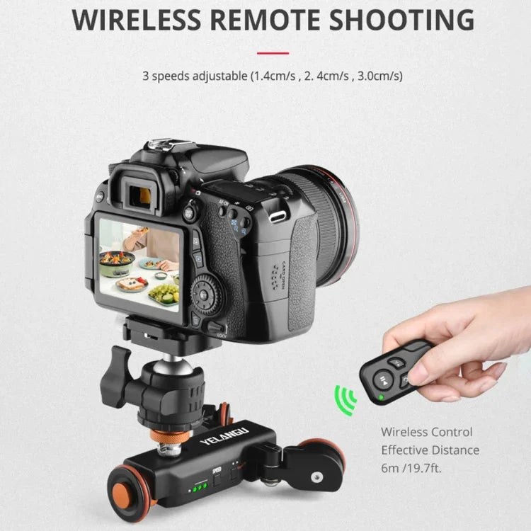 Xe Đẩy Bánh Xe Máy Ảnh YELANGU L4X + Kẹp Điện Thoại PC03 Có Điều Khiển Từ Xa, Tải Trọng: 3kg, Xe Đẩy L4X + Kẹp Điện Thoại PC03