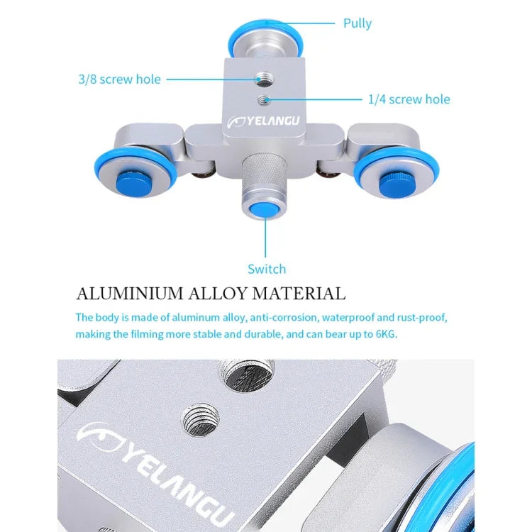 Xe trượt điện bánh xe máy ảnh YELANGU L3 Autodolly, Tải trọng: 6kg, Autodolly L3