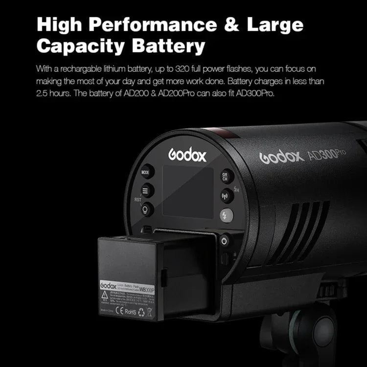 Godox AD300 Pro 300Ws TTL HSS Flash bỏ túi ngoài trời Speedlite, AD300 Pro
