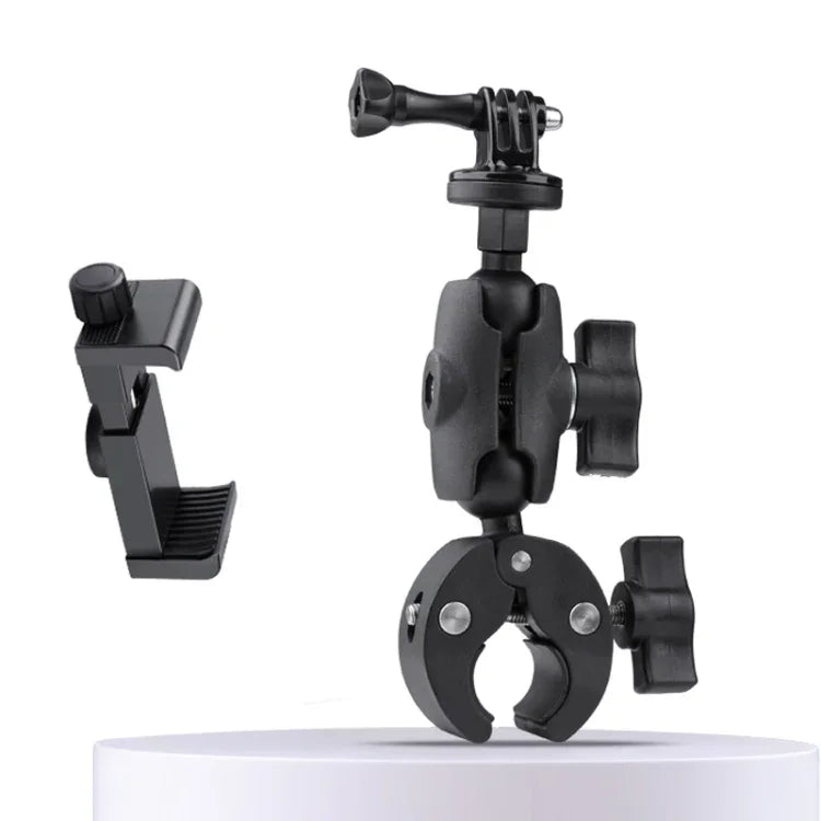 Giá đỡ tay lái xe đạp xe máy cho camera hành động có thể xoay 360 độ điều chỉnh với kẹp điện thoại, Phiên bản tiêu chuẩn có kẹp điện thoại