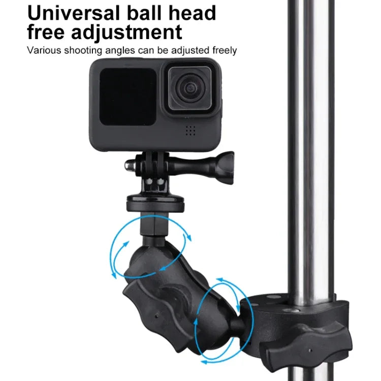 Giá đỡ tay lái xe đạp xe máy cho camera hành động có thể xoay 360 độ điều chỉnh với kẹp điện thoại, Phiên bản tiêu chuẩn có kẹp điện thoại