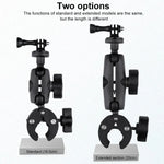 Extended Version 360 Rotation Adjustable Action Camera Bike Motorcycle Handlebar Holder with Phone Clamp, Extended Version with Phone Clamp