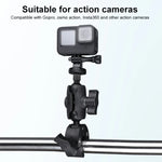Extended Version 360 Rotation Adjustable Action Camera Bike Motorcycle Handlebar Holder with Phone Clamp, Extended Version with Phone Clamp
