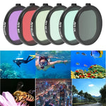 Vỏ tròn JSR lặn 6 trong 1 UV + CPL + 16X Macro + kính lọc màu Đỏ + Vàng + Tím cho GoPro HERO8 Black, 6 trong 1 ống kính