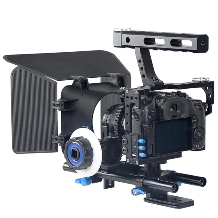 YELANGU YLG1105A Handle Video Camera Cage Stabilizer Kit with Matte Box & Follow Focus for Panasonic Lumix DMC-GH4 & G7 / Sony A7 & A7S & A7R & A7RII & A7SII, YLG1105A