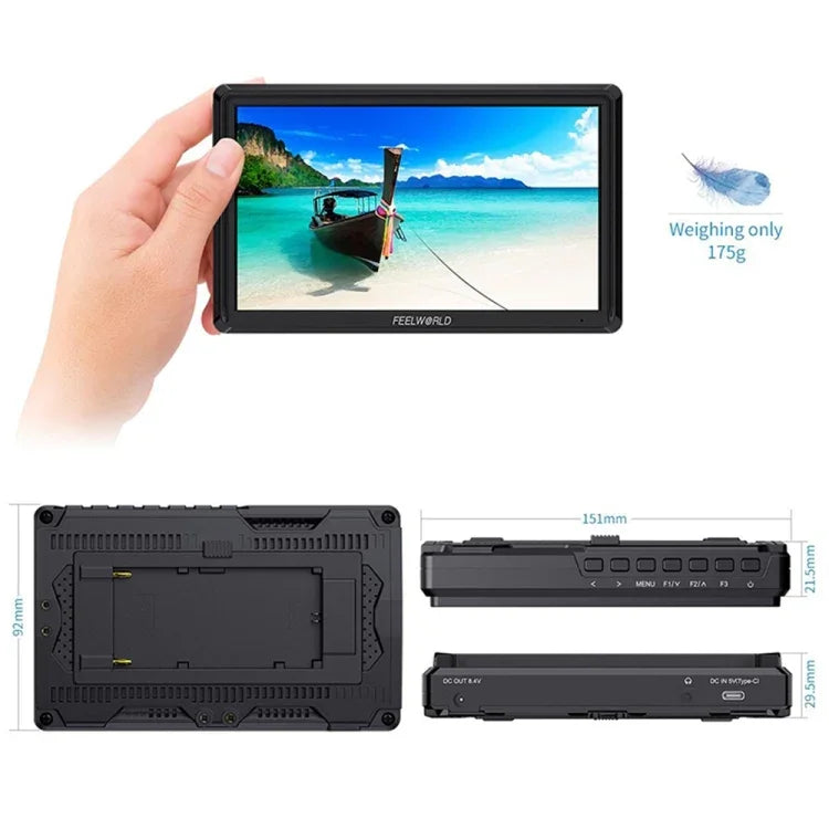 Màn hình trường quay DSLR 6 inch FEELWORLD FW568 V3 3D LUT, IPS Full HD 1920 x 1152, hỗ trợ HDMI vào ra, tay nghiêng
