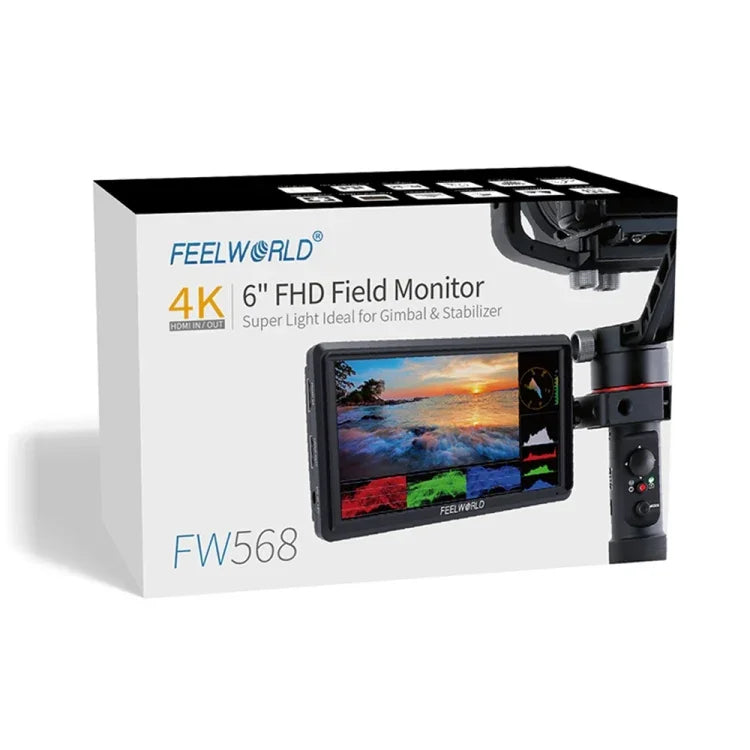 Màn hình trường quay DSLR 6 inch FEELWORLD FW568 V3 3D LUT, IPS Full HD 1920 x 1152, hỗ trợ HDMI vào ra, tay nghiêng