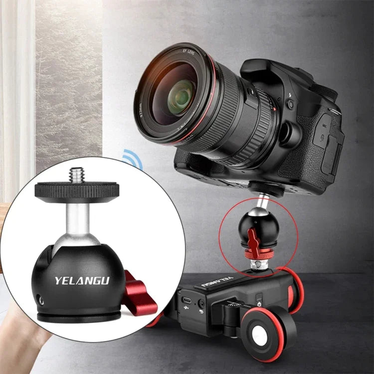 Đầu bi tripod kim loại xoay 360 độ YELANGU cho xe Dolly, Đầu bi adapter