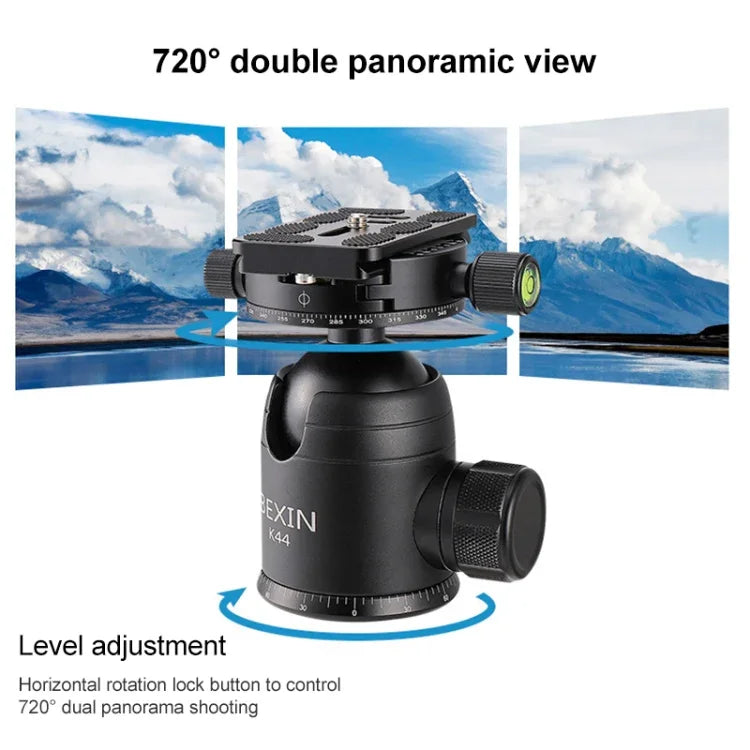 BEXIN RC334 Chân Máy Ảnh Sợi Carbon Gấp Gọn Di Động với Đầu Bi Toàn Cảnh K44, RC334+K44