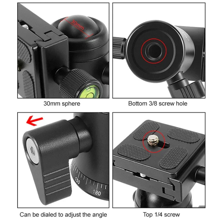 Đầu bi kim loại xoay 360 độ BEIXIN QB-30 với đế tháo nhanh, QB-30