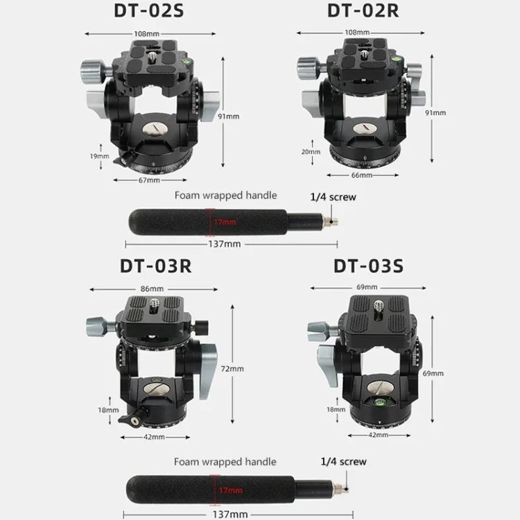 BEXIN DT-02R/S Đầu Kéo Chống Trượt Hành Động Chuyên Nghiệp 2D 720 Độ Toàn Cảnh Cho Chân Máy, Kèm Tấm Tháo Nhanh, DT-02R/S