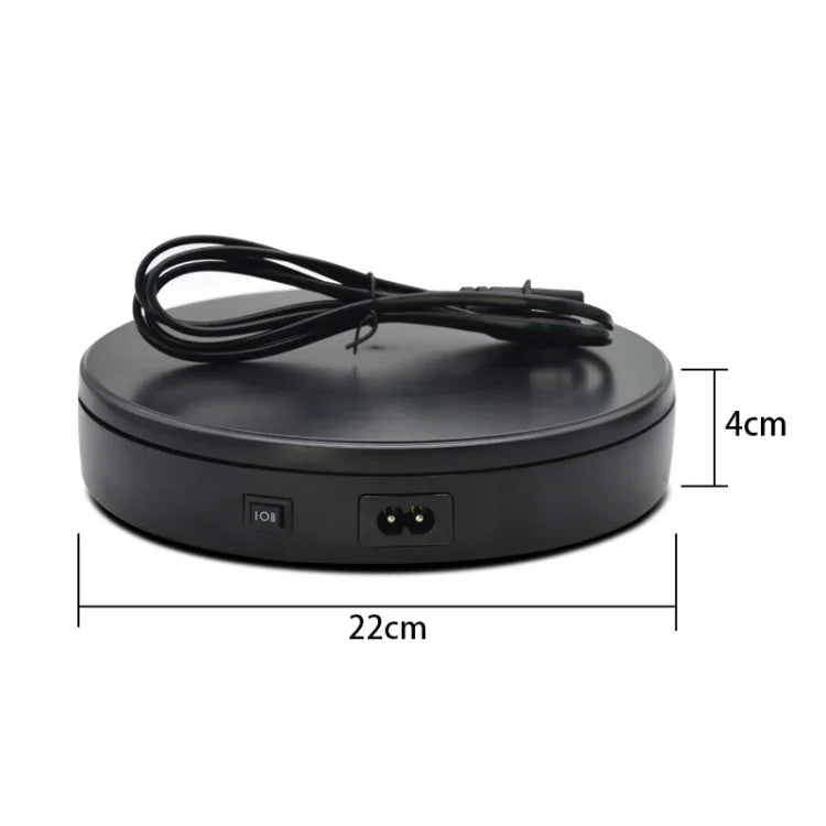 Đế xoay điện 22cm trưng bày quay video trực tiếp, đạo cụ trưng bày trang sức giày dép, phích cắm EU, 22cm