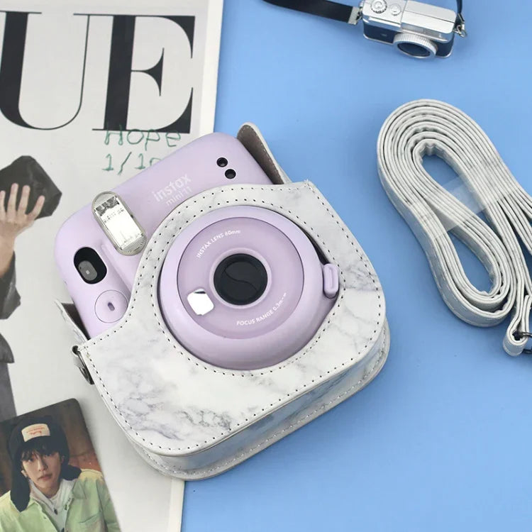 Túi đựng máy ảnh vỏ da toàn thân Marble cho FUJIFILM instax mini 11 / 9 / 8 kèm dây đeo