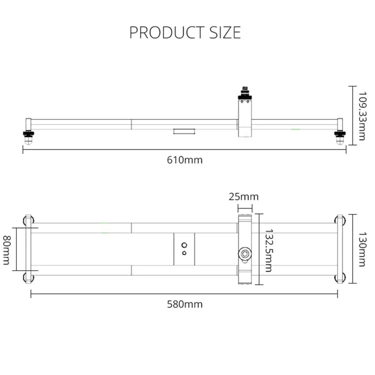 YELANGU YLG0119A Thanh ray trượt ghép nối 60cm + Khóa ray xe đẩy cho máy ảnh SLR / máy quay phim, Thanh ray 60cm + Khóa ray