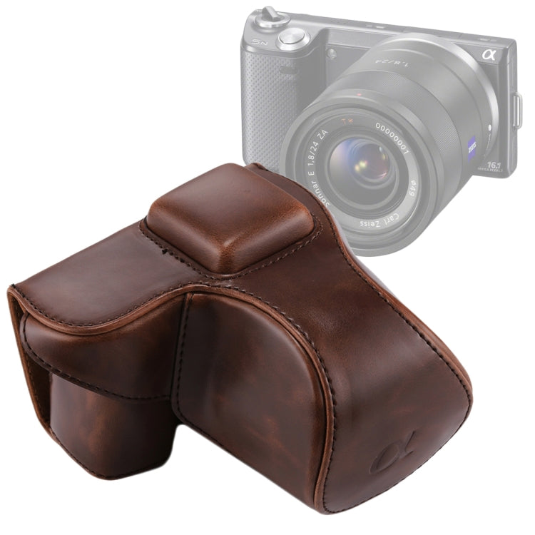 Túi đựng máy ảnh toàn thân bằng da PU có dây đeo cho Sony NEX 5N / 5R / 5T (ống kính 16-50mm / 18-55mm), Dành cho Sony NEX 5N