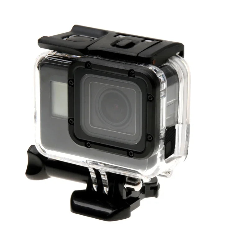 Vỏ bảo vệ khung xương cho GoPro HERO6 /5 + Nắp lưng rỗng có khóa gắn cơ bản & ốc vít, Không cần tháo ống kính, Nắp lưng rỗng