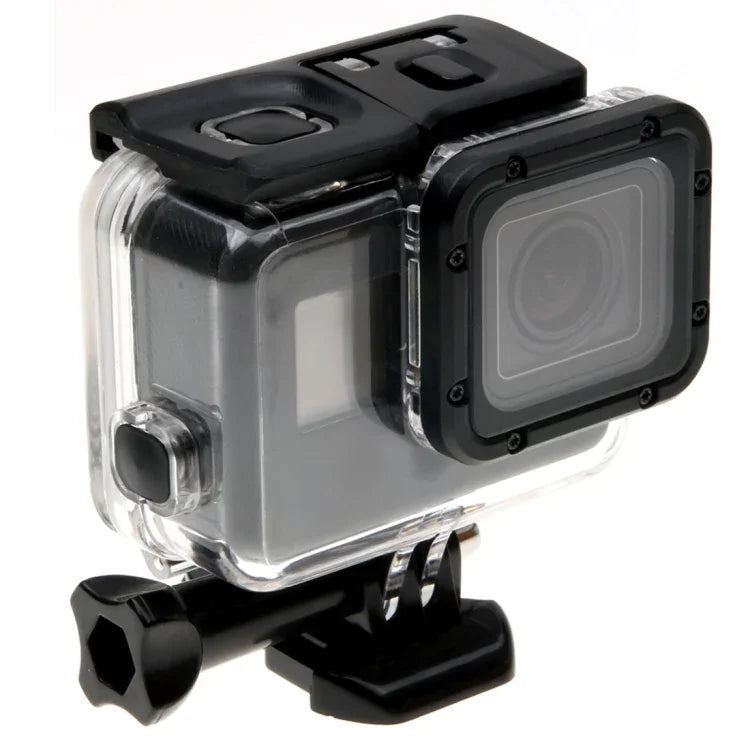 Vỏ bảo vệ khung xương cho GoPro HERO6 /5 + Nắp lưng rỗng có khóa gắn cơ bản & ốc vít, Không cần tháo ống kính, Nắp lưng rỗng