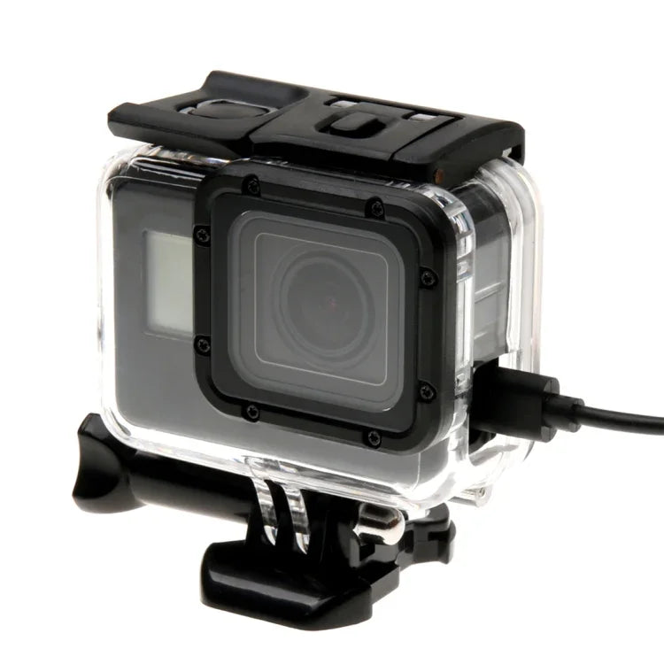 Vỏ bảo vệ khung xương cho GoPro HERO6 /5 + Nắp lưng rỗng có khóa gắn cơ bản & ốc vít, Không cần tháo ống kính, Nắp lưng rỗng