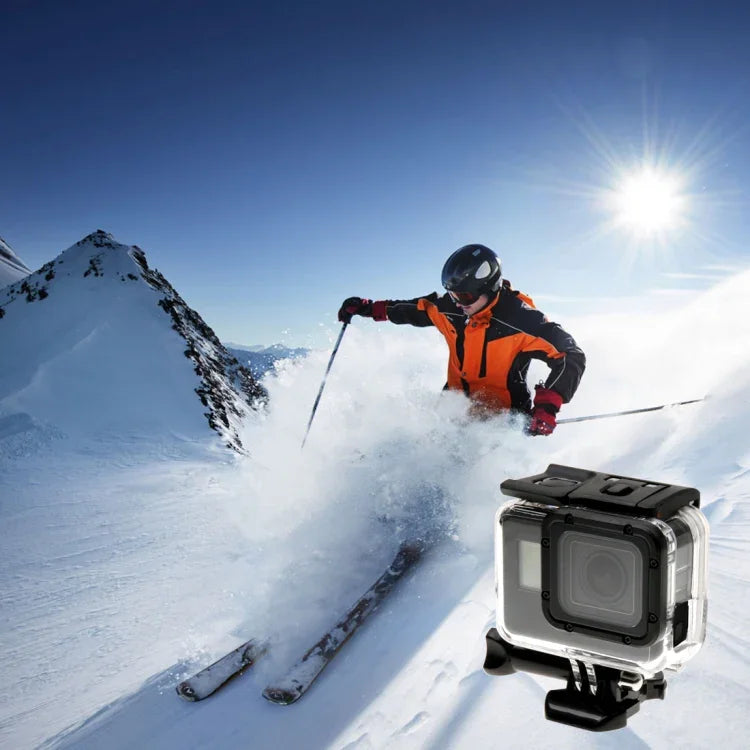 Vỏ bảo vệ khung xương cho GoPro HERO6 /5 + Nắp lưng rỗng có khóa gắn cơ bản & ốc vít, Không cần tháo ống kính, Nắp lưng rỗng