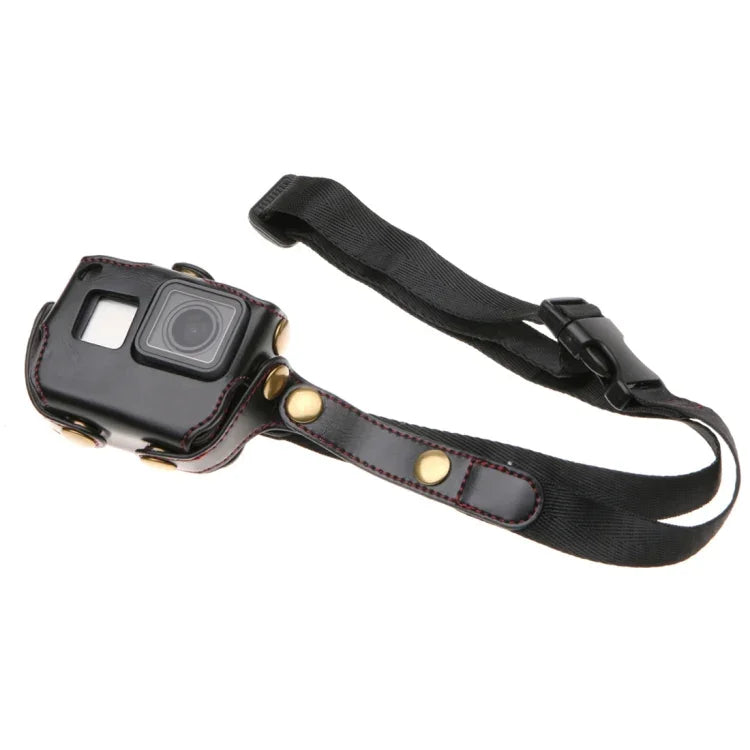 Vỏ da PU cho GoPro HERO7 Black /6 /5 kèm dây đeo cổ & nút bấm, Da PU (Nâu), Da PU (Cà phê), Da PU (Đen)