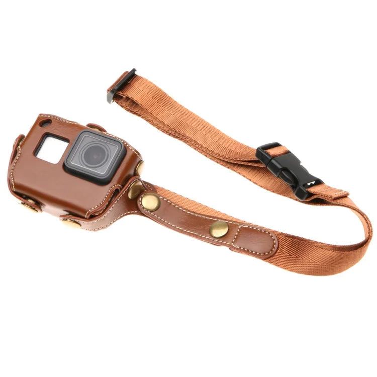 Vỏ da PU cho GoPro HERO7 Black /6 /5 kèm dây đeo cổ & nút bấm, Da PU (Nâu), Da PU (Cà phê), Da PU (Đen)