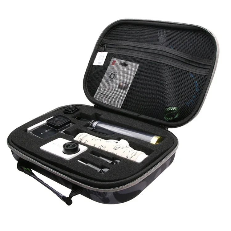 Hộp chống sốc chống nước EVA họa tiết ngụy trang di động cho GoPro, Insta360, DJI và các phụ kiện máy quay hành động khác, Kích thước: 27cm x 19cm x 7cm