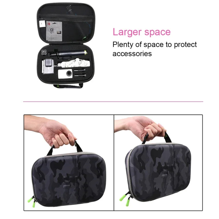 Hộp chống sốc chống nước EVA họa tiết ngụy trang di động cho GoPro, Insta360, DJI và các phụ kiện máy quay hành động khác, Kích thước: 27cm x 19cm x 7cm