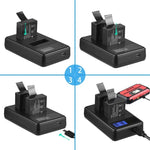 Bộ sạc pin đôi màn hình LCD SJCAM SJ7000 / SJ6000 / SJ5000 / SJ4000, Hiển thị dung lượng sạc, Dành cho SJCAM SJ7000