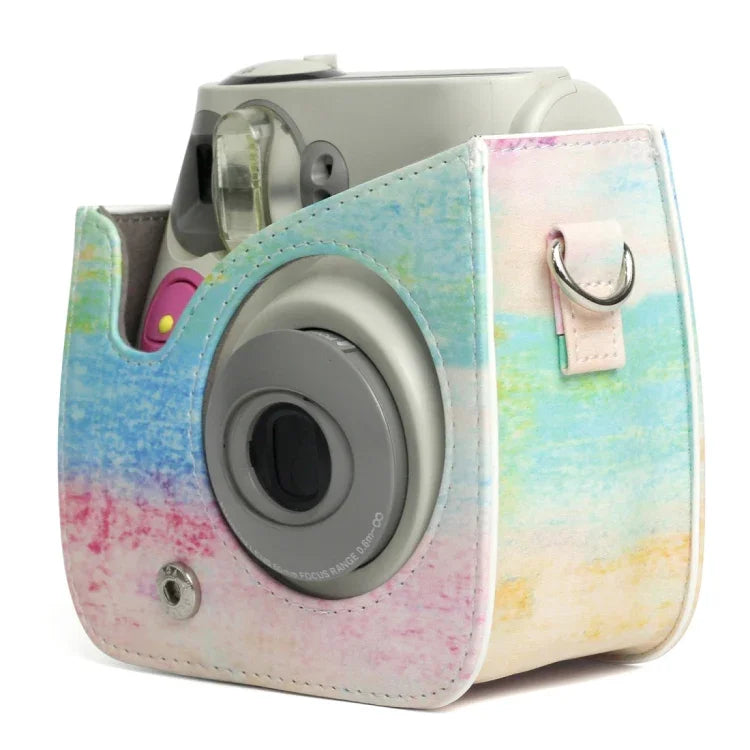 Túi bao da PU họa tiết tranh sơn dầu cầu vồng bảo vệ máy ảnh cho FUJIFILM Instax Mini 7S / 7C, họa tiết cầu vồng sơn dầu
