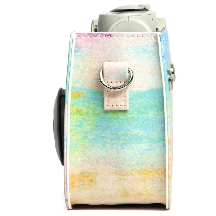 Túi bao da PU họa tiết tranh sơn dầu cầu vồng bảo vệ máy ảnh cho FUJIFILM Instax Mini 7S / 7C, họa tiết cầu vồng sơn dầu