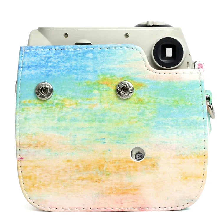 Túi bao da PU họa tiết tranh sơn dầu cầu vồng bảo vệ máy ảnh cho FUJIFILM Instax Mini 7S / 7C, họa tiết cầu vồng sơn dầu