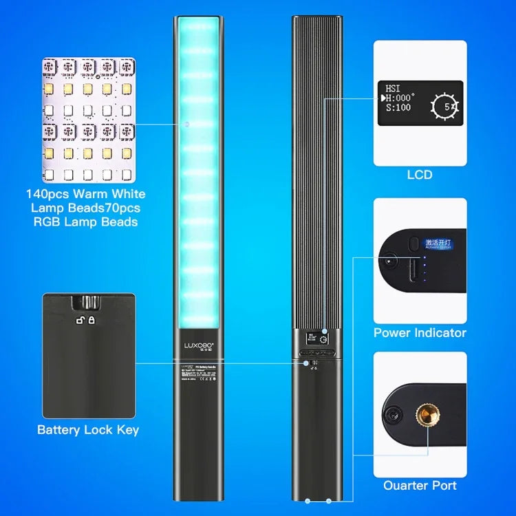 Đèn LED Stick Video Ảnh Đa Sắc RGB LUXCeO P6, Điều Khiển Qua Ứng Dụng, Đèn LED Chiếu Sáng Đầy Màu, P6