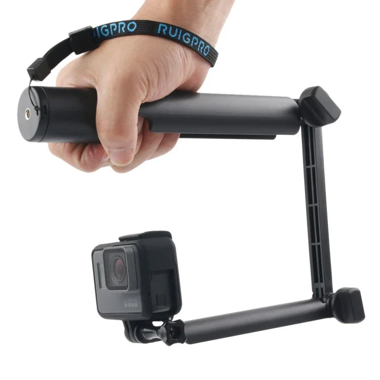 Gậy tự sướng 3 chiều + giá đỡ ma thuật cho GoPro, Insta360, DJI và các camera hành động khác, Chiều dài: 24.5-63cm, Chiều dài: 24.5-63cm (Đen)