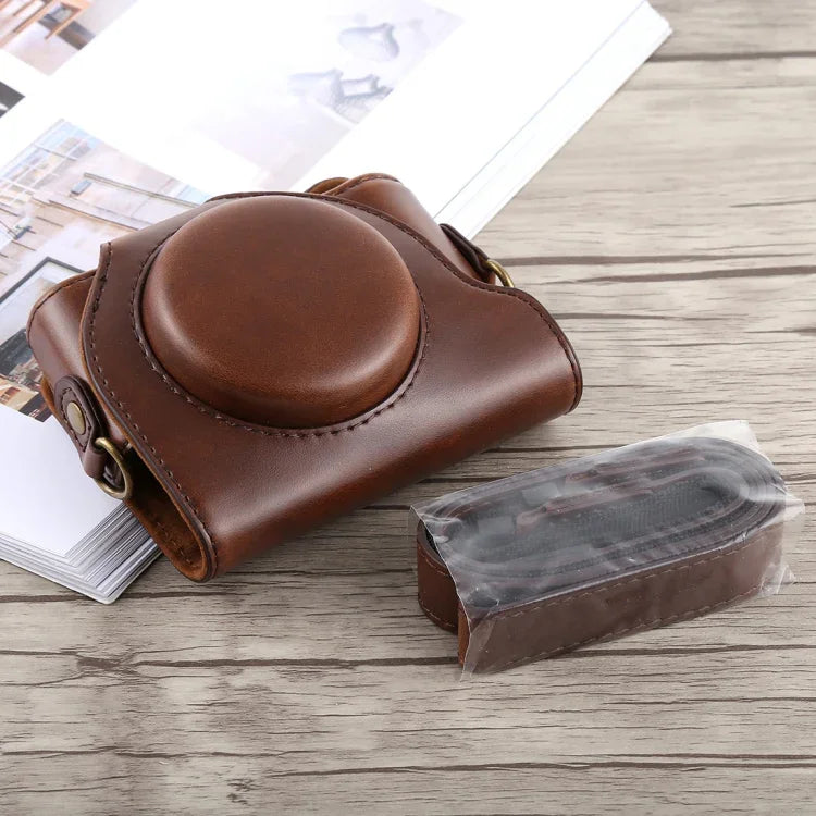 Full Body Camera PU Leather Case Bag with Strap for Sony DSC-HX90, For Sony HX90