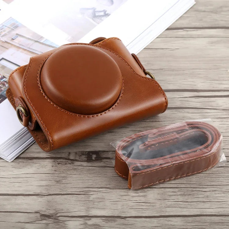 Full Body Camera PU Leather Case Bag with Strap for Sony DSC-HX90, For Sony HX90