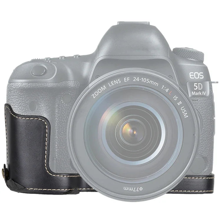 Túi da PU nửa thân máy ảnh có ren 1/4 inch cho Canon EOS 5D Mark IV / 5D Mark III, cho Canon 5D4