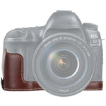 Túi da PU nửa thân máy ảnh có ren 1/4 inch cho Canon EOS 5D Mark IV / 5D Mark III, cho Canon 5D4