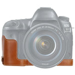Túi da PU nửa thân máy ảnh có ren 1/4 inch cho Canon EOS 5D Mark IV / 5D Mark III, cho Canon 5D4
