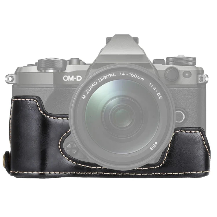 Túi da PU nửa thân máy ảnh có ren 1/4 inch cho Olympus EM5 / EM5 Mark II, cho Olympus EM5