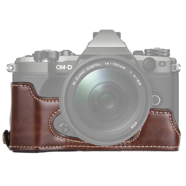 Túi da PU nửa thân máy ảnh có ren 1/4 inch cho Olympus EM5 / EM5 Mark II, cho Olympus EM5