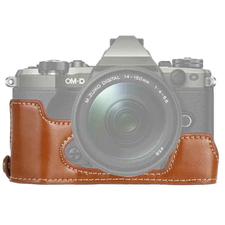 Túi da PU nửa thân máy ảnh có ren 1/4 inch cho Olympus EM5 / EM5 Mark II, cho Olympus EM5