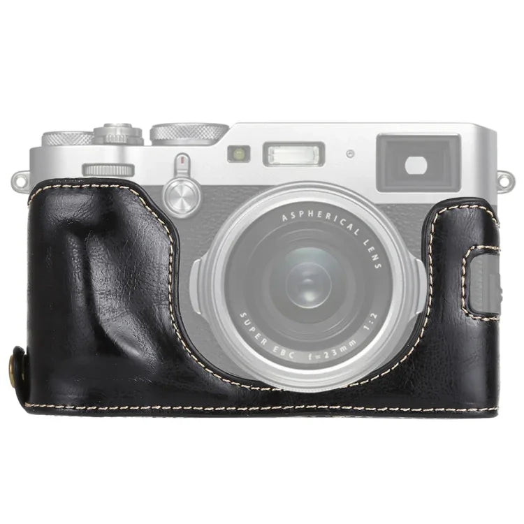 Túi da PU nửa thân máy ảnh có ren 1/4 inch cho FUJIFILM X100F, cho FUJIFILM X100F