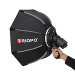 Hộp khuếch tán đèn flash TRIOPO KS90 90cm hình chóp lục giác với tay cầm gắn giá đỡ cho Speedlite, KS90