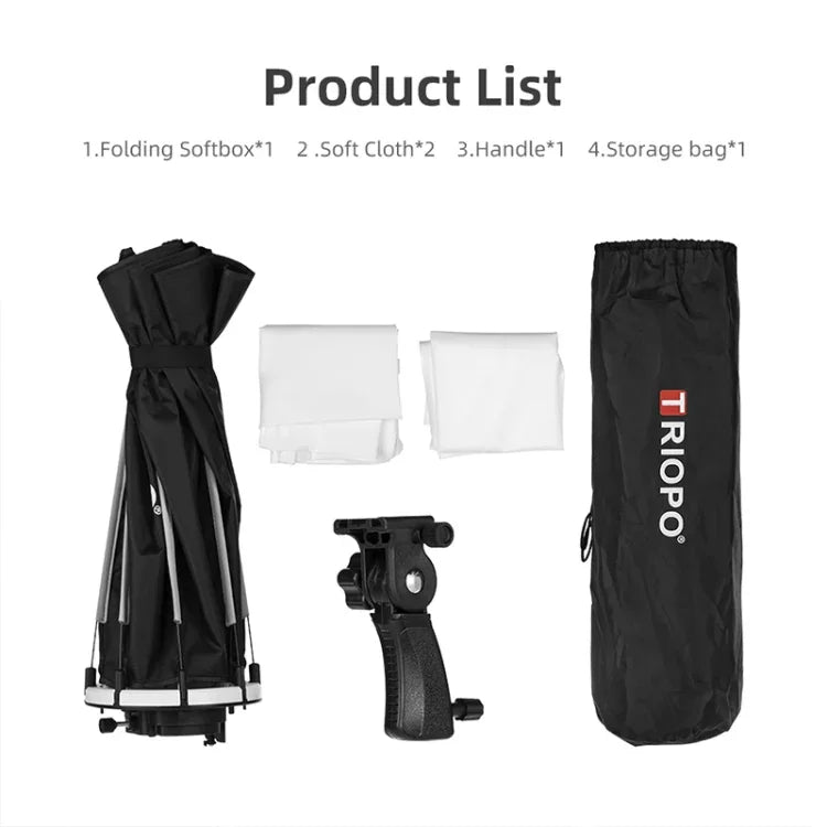 Hộp khuếch tán đèn flash TRIOPO KS90 90cm hình chóp lục giác với tay cầm gắn giá đỡ cho Speedlite, KS90