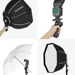 Hộp khuếch tán đèn flash TRIOPO KS90 90cm hình chóp lục giác với tay cầm gắn giá đỡ cho Speedlite, KS90