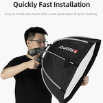 Hộp khuếch tán đèn flash TRIOPO KS90 90cm hình chóp lục giác với tay cầm gắn giá đỡ cho Speedlite, KS90