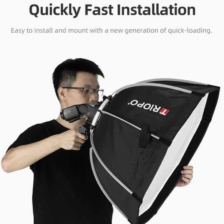 Hộp khuếch tán đèn flash TRIOPO KS90 90cm hình chóp lục giác với tay cầm gắn giá đỡ cho Speedlite, KS90